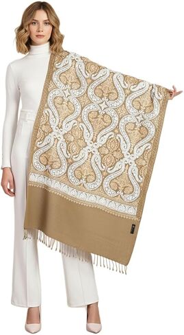 Zamour Indian Embroidery Stole Scarf Wrap, Indo Western Patterns, Warm Full Size Wrap with Aari Nalki Embroidery 30x80 inches in Kuwait