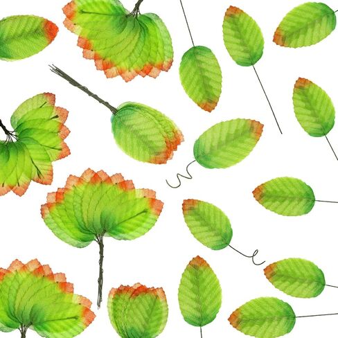 Boao 200 PCS أوراق خضراء مزيفة للحرف الوردية الاصطناعية أوراق فو من الحرير من أجل أكاليل الزهور DIY SPRING MEADOW DEEDWEN DOLLED HOUS in Saudi Arabia