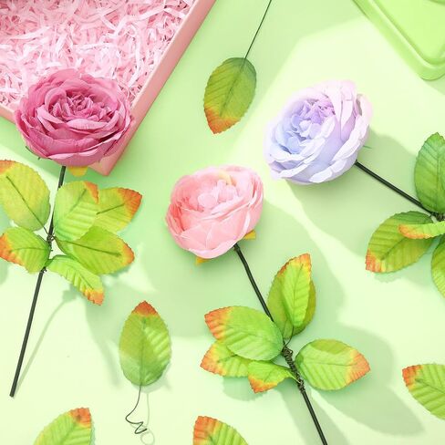 Boao 200 PCS أوراق خضراء مزيفة للحرف الوردية الاصطناعية أوراق فو من الحرير من أجل أكاليل الزهور DIY SPRING MEADOW DEEDWEN DOLLED HOUS in Saudi Arabia