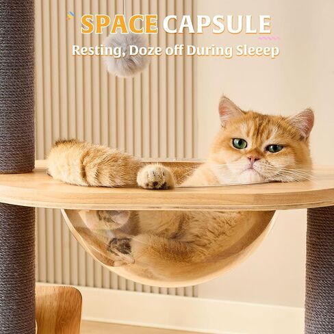 HITTITE Cat Tree Tower with Scratching Post for Indoor Cats, 37.8 Inches Cat Towers with Scratching Board and Scratcher Ball, Cat Climbing Tower with Hammock and Removable Top Bed for Kittens. in Kuwait