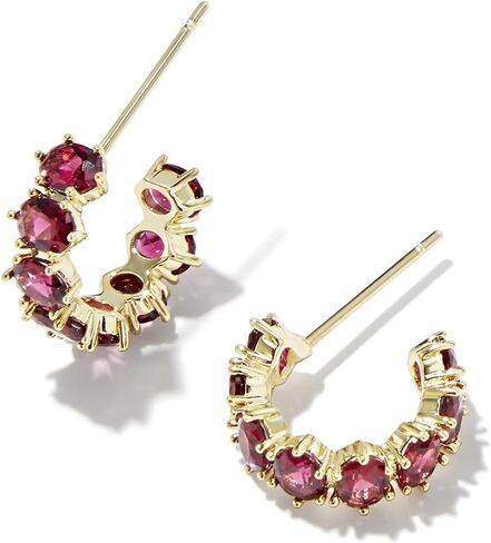 Kendra Scott Cailin 14k Gold-Plated Brass Crystal Huggie Earrings in Purple Crystal, Fashion Jewelry For Women in Kuwait