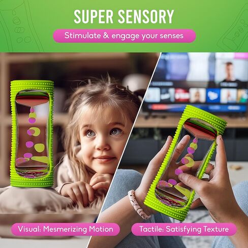 BUNMO Liquid Motion Bubbler Sensory Toy - Calming Fidget Toy for Kids & Adults, Textured Silicone Bubble Timer with Mesmerizing Liquid Flow Sensory Bottles - Large 4 Pack in Kuwait