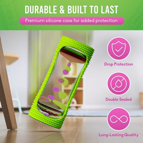 BUNMO Liquid Motion Bubbler Sensory Toy - Calming Fidget Toy for Kids & Adults, Textured Silicone Bubble Timer with Mesmerizing Liquid Flow Sensory Bottles - Large 4 Pack in Kuwait