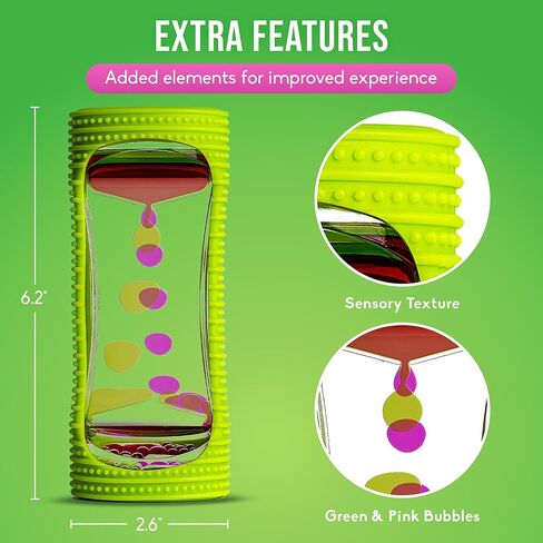 BUNMO Liquid Motion Bubbler Sensory Toy - Calming Fidget Toy for Kids & Adults, Textured Silicone Bubble Timer with Mesmerizing Liquid Flow Sensory Bottles - Large 4 Pack in Kuwait