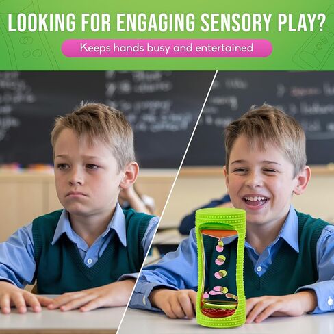 BUNMO Liquid Motion Bubbler Sensory Toy - Calming Fidget Toy for Kids & Adults, Textured Silicone Bubble Timer with Mesmerizing Liquid Flow Sensory Bottles - Large 4 Pack in Kuwait