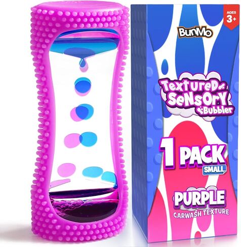 BUNMO Liquid Motion Bubbler Sensory Toy - Calming Fidget Toy for Kids & Adults, Textured Silicone Bubble Timer with Mesmerizing Liquid Flow Sensory Bottles - Large 4 Pack in Kuwait