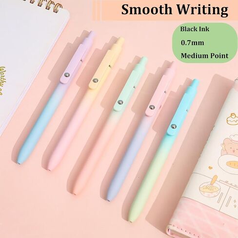 5pcs Gel Pens, Retractable Quick Dry Black Ink Pens Fine Point 0.5mm Premium Smooth Writing Pens for School Office Supplies (Macaron Color) in Saudi Arabia