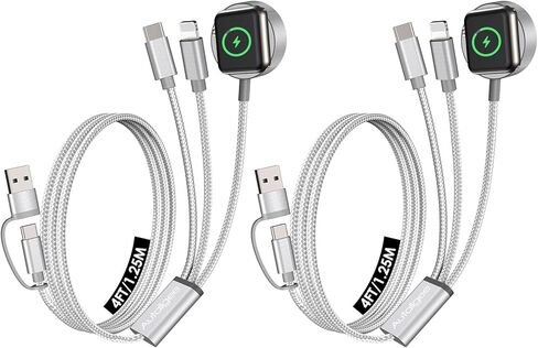 Upgraded 3 in 2 Multi Charging Cable for iWatch Charger iPhone Watch Charger Multi USB C Charger Cable Fast Charging Compatible with iWatch Ultra/SE/10/9/8/7/6/5/4/3/2/1,16/15/14/13/Galaxy S23-4FT in Kuwait