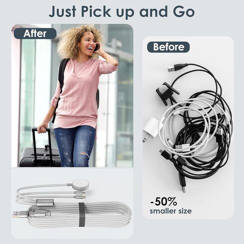 Upgraded 3 in 2 Multi Charging Cable for iWatch Charger iPhone Watch Charger Multi USB C Charger Cable Fast Charging Compatible with iWatch Ultra/SE/10/9/8/7/6/5/4/3/2/1,16/15/14/13/Galaxy S23-4FT in Kuwait