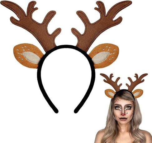 IGMaryBox Deer Antlers Headband Reindeer Antlers Headband Cosplay Fawn Horn Headpiece Animal Ears Headband Christmas Halloween Holiday Accessories Deer Costume in Kuwait