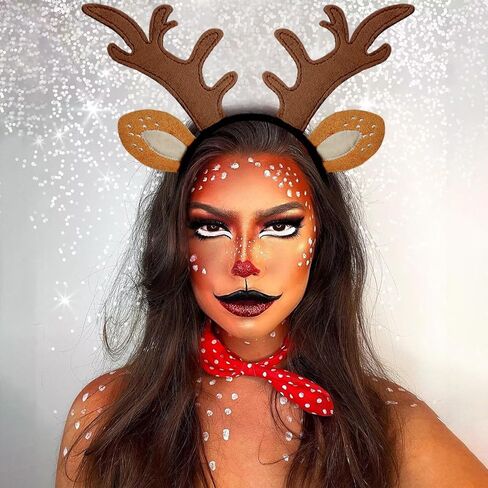 IGMaryBox Deer Antlers Headband Reindeer Antlers Headband Cosplay Fawn Horn Headpiece Animal Ears Headband Christmas Halloween Holiday Accessories Deer Costume in Kuwait