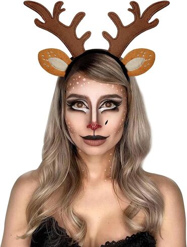 IGMaryBox Deer Antlers Headband Reindeer Antlers Headband Cosplay Fawn Horn Headpiece Animal Ears Headband Christmas Halloween Holiday Accessories Deer Costume in Kuwait