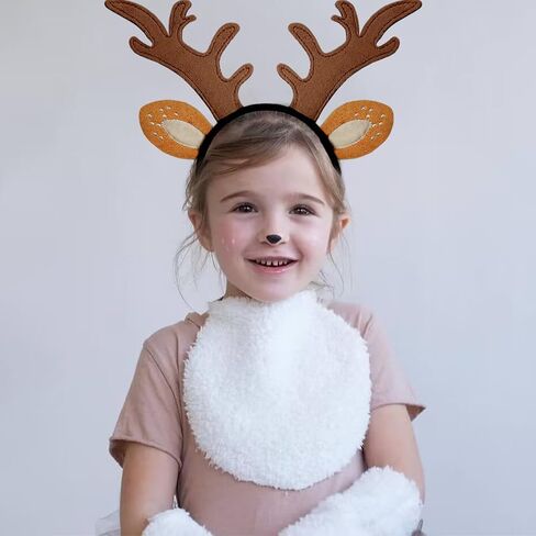 IGMaryBox Deer Antlers Headband Reindeer Antlers Headband Cosplay Fawn Horn Headpiece Animal Ears Headband Christmas Halloween Holiday Accessories Deer Costume in Kuwait