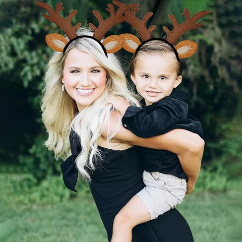 IGMaryBox Deer Antlers Headband Reindeer Antlers Headband Cosplay Fawn Horn Headpiece Animal Ears Headband Christmas Halloween Holiday Accessories Deer Costume in Kuwait