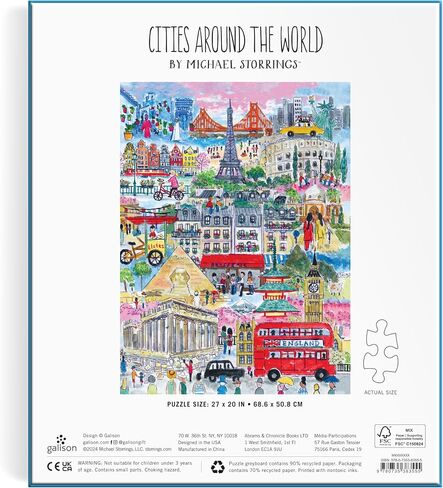 Galison Michael Storrings Brooklyn Bridge Jigsaw Puzzle, 1000 Pieces, 20" x 27'' – Illustrated Art with Scene from New York Famous Landmark – Challenging and Family-Friendly – Fun Indoor Activity in Kuwait