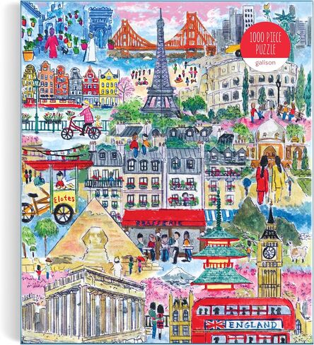 Galison Michael Storrings Brooklyn Bridge Jigsaw Puzzle, 1000 Pieces, 20" x 27'' – Illustrated Art with Scene from New York Famous Landmark – Challenging and Family-Friendly – Fun Indoor Activity in Kuwait
