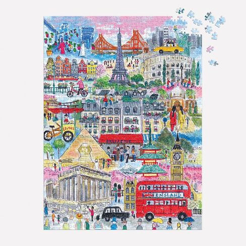 Galison Michael Storrings Brooklyn Bridge Jigsaw Puzzle, 1000 Pieces, 20" x 27'' – Illustrated Art with Scene from New York Famous Landmark – Challenging and Family-Friendly – Fun Indoor Activity in Kuwait