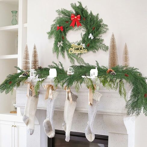 Artificial Christmas Garlands 2 PCS-5.9FT Faux Hanging Winter Vines Red Berries Holly Leaves with Pine Cones Pine Needle Cedar Greenery Ivy Christmas Holiday New Year Home Decoration Indoor Outdoor in Kuwait