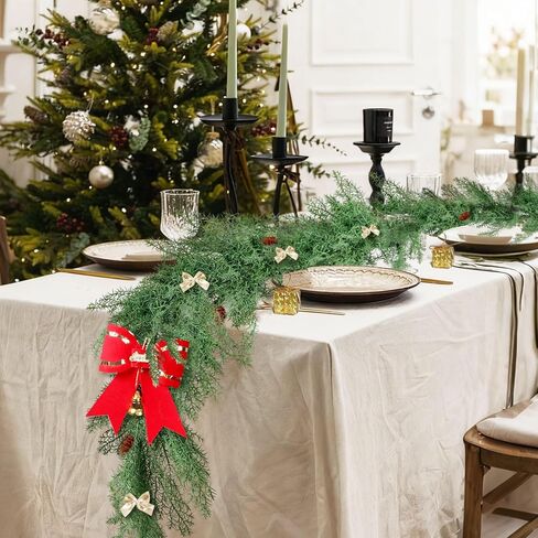 Artificial Christmas Garlands 2 PCS-5.9FT Faux Hanging Winter Vines Red Berries Holly Leaves with Pine Cones Pine Needle Cedar Greenery Ivy Christmas Holiday New Year Home Decoration Indoor Outdoor in Kuwait