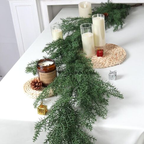 Artificial Christmas Garlands 2 PCS-5.9FT Faux Hanging Winter Vines Red Berries Holly Leaves with Pine Cones Pine Needle Cedar Greenery Ivy Christmas Holiday New Year Home Decoration Indoor Outdoor in Kuwait