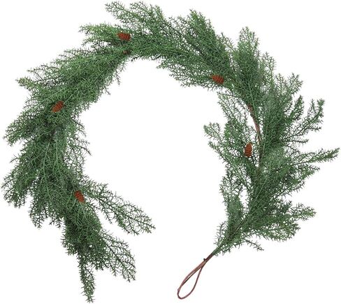 Artificial Christmas Garlands 2 PCS-5.9FT Faux Hanging Winter Vines Red Berries Holly Leaves with Pine Cones Pine Needle Cedar Greenery Ivy Christmas Holiday New Year Home Decoration Indoor Outdoor in Kuwait