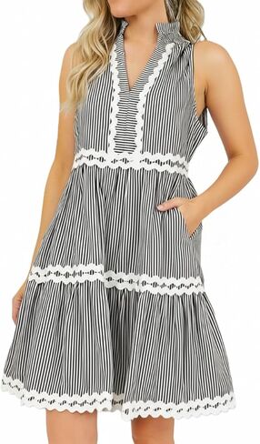 فستان نسائي مخطط لطيف بدون أكمام من Kuraki in Kuwait