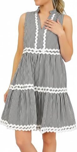 فستان نسائي مخطط لطيف بدون أكمام من Kuraki in Kuwait