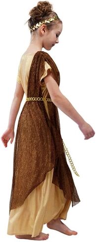 Dressy Daisy Roman Greek Goddess Halloween Costume Dress Toga Goddess Outfit Set with Headband for Toddler Little Girls in Kuwait