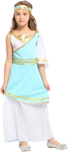 Dressy Daisy Roman Greek Goddess Halloween Costume Dress Toga Goddess Outfit Set with Headband for Toddler Little Girls in Kuwait