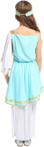 Dressy Daisy Roman Greek Goddess Halloween Costume Dress Toga Goddess Outfit Set with Headband for Toddler Little Girls in Kuwait