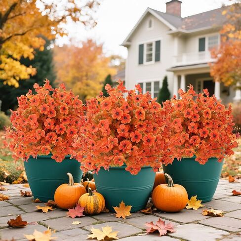 زهور الخريف الاصطناعية، 15 قطعة من الزهور المزيفة المقاومة للأشعة فوق البنفسجية، زهور الخريف الاصطناعية للديكور، ديكورات الخريف للمنزل والمطبخ والحديقة وحفلات الزفاف والمقبرة in Kuwait