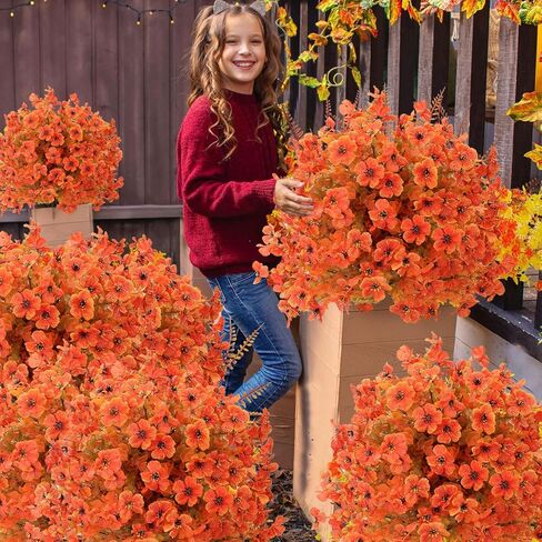 زهور الخريف الاصطناعية، 15 قطعة من الزهور المزيفة المقاومة للأشعة فوق البنفسجية، زهور الخريف الاصطناعية للديكور، ديكورات الخريف للمنزل والمطبخ والحديقة وحفلات الزفاف والمقبرة in Kuwait