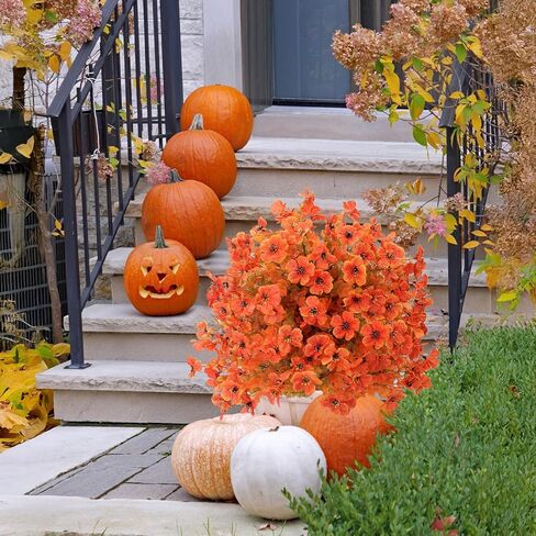 زهور الخريف الاصطناعية، 15 قطعة من الزهور المزيفة المقاومة للأشعة فوق البنفسجية، زهور الخريف الاصطناعية للديكور، ديكورات الخريف للمنزل والمطبخ والحديقة وحفلات الزفاف والمقبرة in Kuwait