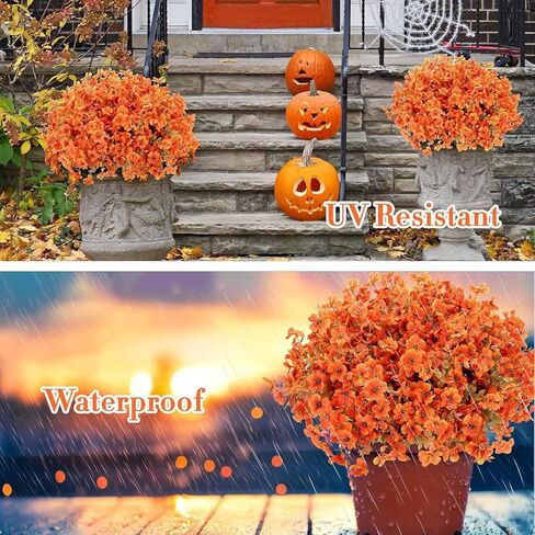 زهور الخريف الاصطناعية، 15 قطعة من الزهور المزيفة المقاومة للأشعة فوق البنفسجية، زهور الخريف الاصطناعية للديكور، ديكورات الخريف للمنزل والمطبخ والحديقة وحفلات الزفاف والمقبرة in Kuwait