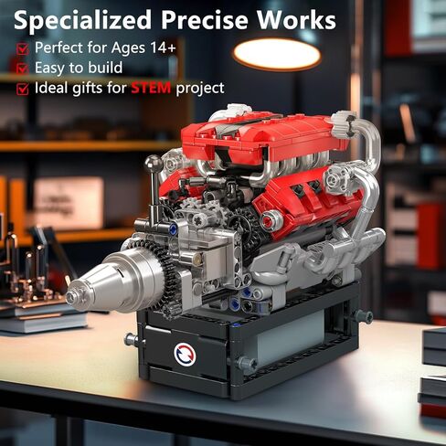 Mould King 10201 W16 Engine Model kit That Runs - Build Your Own STEM V8 Model Engine for Adults, 16-Cylinder Car Engine, Shiftable Gear Operation, Mechanic Engineering Construction Set (2024 PCS) in Kuwait