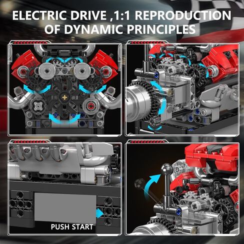 Mould King 10201 W16 Engine Model kit That Runs - Build Your Own STEM V8 Model Engine for Adults, 16-Cylinder Car Engine, Shiftable Gear Operation, Mechanic Engineering Construction Set (2024 PCS) in Kuwait