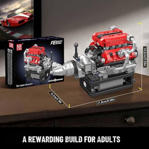 Mould King 10201 W16 Engine Model kit That Runs - Build Your Own STEM V8 Model Engine for Adults, 16-Cylinder Car Engine, Shiftable Gear Operation, Mechanic Engineering Construction Set (2024 PCS) in Kuwait