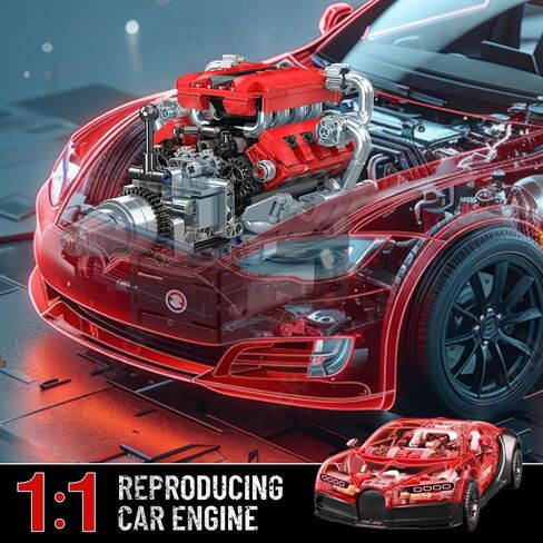Mould King 10201 W16 Engine Model kit That Runs - Build Your Own STEM V8 Model Engine for Adults, 16-Cylinder Car Engine, Shiftable Gear Operation, Mechanic Engineering Construction Set (2024 PCS) in Kuwait