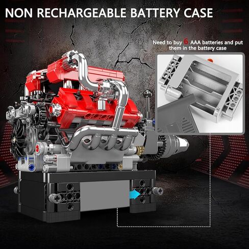 Mould King 10201 W16 Engine Model kit That Runs - Build Your Own STEM V8 Model Engine for Adults, 16-Cylinder Car Engine, Shiftable Gear Operation, Mechanic Engineering Construction Set (2024 PCS) in Kuwait