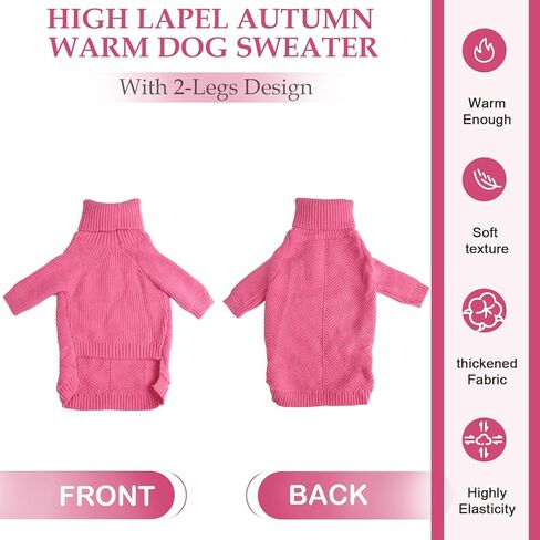 Geyecete Dachshund Sweater Dog Turtleneck Sweater,Cold Weather Cable Knitwear Small Dog Pullover Sweater Dog Winter Clothes for Small Dogs-Red-XL in Kuwait