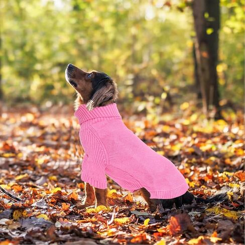 Geyecete Dachshund Sweater Dog Turtleneck Sweater,Cold Weather Cable Knitwear Small Dog Pullover Sweater Dog Winter Clothes for Small Dogs-Red-XL in Kuwait