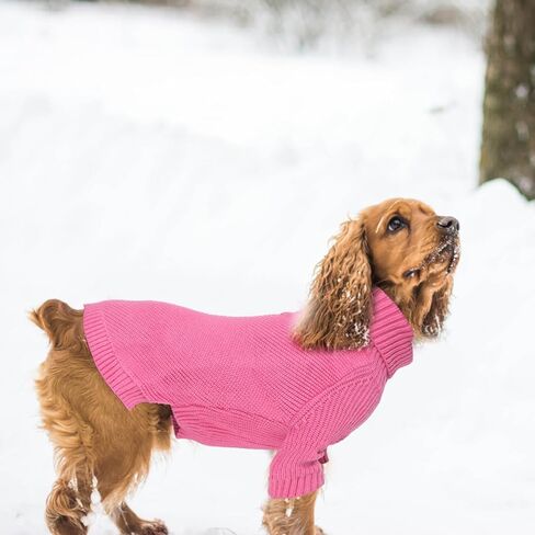 Geyecete Dachshund Sweater Dog Turtleneck Sweater,Cold Weather Cable Knitwear Small Dog Pullover Sweater Dog Winter Clothes for Small Dogs-Red-XL in Kuwait