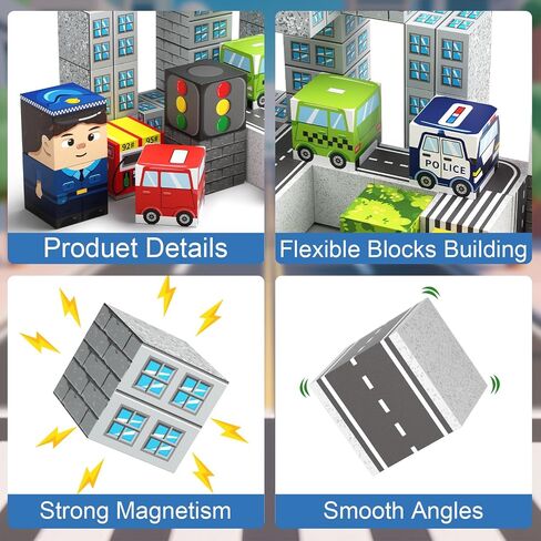 Magnetic Building Blocks for Kids, STEM Engineering Travel Toys with Portable Iron Box, Educational Construction Set for Toddlers Ages 3-8 35-Piece in Kuwait