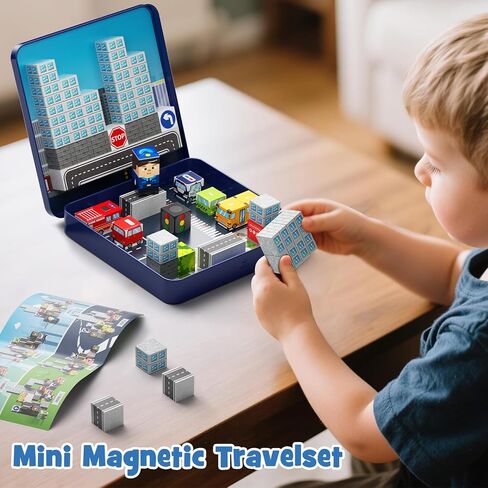 Magnetic Building Blocks for Kids, STEM Engineering Travel Toys with Portable Iron Box, Educational Construction Set for Toddlers Ages 3-8 35-Piece in Kuwait