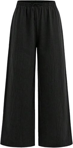 SHENHE Girl's Wide Leg Baggy Pants Drawstring Summer Boho Beach Palazzo Pants with Pockets in Saudi Arabia