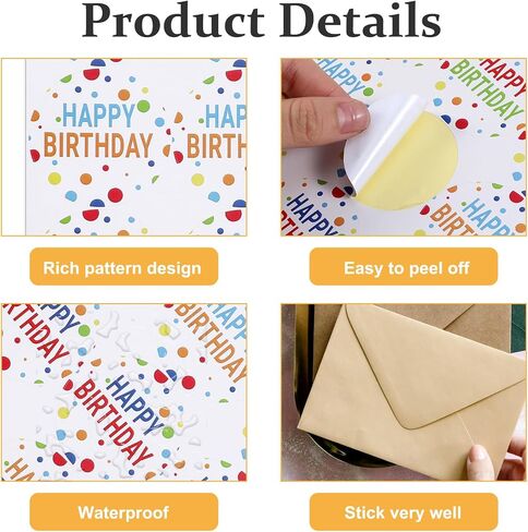 120pcs Happy Birthday Stickers, 2'' Birthday Envelope Seals Round Gold Foil Birthday Stickers Personalized Label Sticker for Gift Bags Wrapping Party Favor in Kuwait