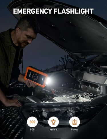 AstroAI S8 Air Jump Starter with Air Compressor, 1500A Car Battery Jumper Starter Portable (6.0 Gas/3.0L Diesel) with 150PSI Cordless Auto-Shutoff Tire Inflator, 12V Battery Charger Booster(Orange) in Kuwait