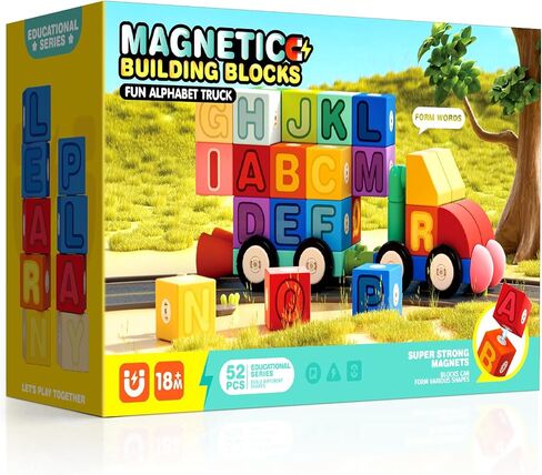 Joyfresh Big Magnetic Building Blocks for Toddlers, Large Foam Block 100pcs for Kids 2 3 4 5 6 Years Old, Magnet EVA Blocks Toy for Boys Girls in Kuwait