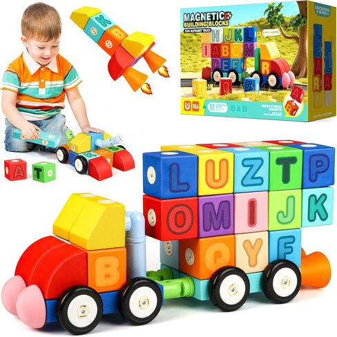 Joyfresh Big Magnetic Building Blocks for Toddlers, Large Foam Block 100pcs for Kids 2 3 4 5 6 Years Old, Magnet EVA Blocks Toy for Boys Girls in Kuwait
