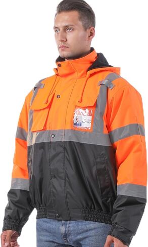 سترة أمان عالية الوضوح، سترة عاكسة مقاومة للماء بقاعدة سوداء، سترة عمل البناء للرجال والنساء in Kuwait